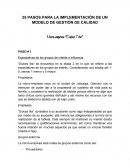 25 pasos para la implementación de un modelo de gestión de calidad