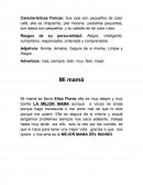 Características Físicas: Sus ojos son pequeños de color café, ella es chaparrita, piel morena pestañas pequeñas, sus labios son pequeños y su cabello es de color rubio