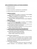 ENTES ECONOMICOS SEGÚN LA ACTIVIDAD ECONOMICA