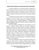 PROYECTO INSTITUCIONAL EN LA EDUCACION TECNICO-PROFESIONAL