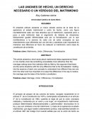 LAS UNIONES DE HECHO, UN DERECHO NECESARIO O UN VERDUGO DEL MATRIMONIO
