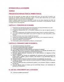 INTRODUCCIÓN A LA ECONOMÍA TEÓRICO PREGUNTAS DE REPASO PARA EL PRIMER PARCIAL. Página 1