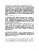 Aproximación al Control Desde la Perspectiva de la Calidad