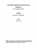 ETICA PROFESIONAL Trabajo: ANALISIS Y RESUMEN