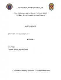 LICENCIATURA EN NEGOCIOS INTERNACIONALES ABASTECIMIENTOS. Página 1