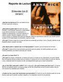 Reporte de Lectura ''Entrevista con el Vampiro''