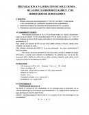PREPARACION Y VALORACION DE SOLUCIONES DE ACIDO CLORHIDRICO 0,1000 N Y DE HIDROXIDO DE SODIO 0,1000 N