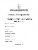 Seminario “Trabajo docente”: “SINDICALISMO Y ESTATUTO DOCENTE”