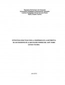 ESTRATEGIA DIDACTICAS PARA LA ENSEÑANZA DE LA MATEMÁTICA EN LOS DOCENTES DE LA INSTITUCIÓN TIERRAS DEL CAFÉ RUBIO ESTADO TÁCHIRA.