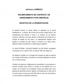 INCUMPLIMIENTO DE CONTRATO DE ARREDAMIENTO POR ARBITRAJE