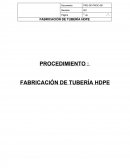 Estudio de Procedimiento de Fabriación de tubería HDPE