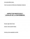 ASPECTOS BIOETICOS Y LEGALES DE LA ENFERMERIA.