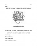 Tema: MEJORA DEL CONTROL INTERNO DE ALMACÉN DE LAS