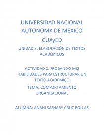 COMPORTAMIENTO ORGANIZACIONAL. PROBANDO MIS HABILIDADES PARA ESTRUCTURAR UN TEXTO ACADÉMICO. Página 1