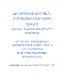 COMPORTAMIENTO ORGANIZACIONAL. PROBANDO MIS HABILIDADES PARA ESTRUCTURAR UN TEXTO ACADÉMICO