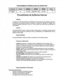 PROCEDIMIENTOS AUDITORIAS INTERNAS.. Página 1