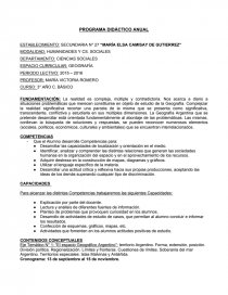 PROGRAMA DIDÁCTICO ANUAL ESTABLECIMIENTO: SECUNDARIA N° 27 “MARÍA ELSA CAMISAY DE GUTIERREZ”. Página 1