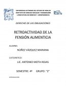 DERECHO DE LAS OBLIGACIONES RETROACTIVIDAD DE LA PENSIÓN ALIMENTICIA