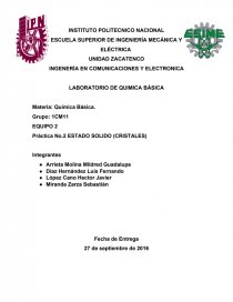 Práctica No.2 ESTADO SOLIDO (CRISTALES). Página 1
