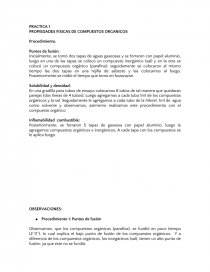 PRACTICA 1 PROPIEDADES FISICAS DE COMPUESTOS ORGANICOS. Página 1