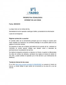 PROSPECTIVA TECNOLÓGICA INTERNET DE LAS COSAS. Página 1