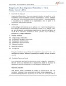 Programación de la Asignatura Matemática I