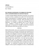 RECURSO DE REPOSICION Y EN SUBSIDIO DE APELACION ANTE LA SUPERINTENDENCIA DE SERVICIOS PUBLICOS