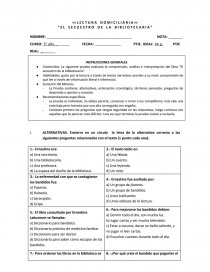Lectura domiciliaria “ El secuestro de la bibliotecaria ”. Página 1