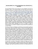 ANALISIS SOBRE LOS LA ETICA PROFESIONAL EN EL PROCESO DE LA AUDITORIA.
