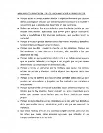 ARGUMENTOS EN CONTRA DE LOS LINCHAMIENTOS A DELINCUENTES. Página 1