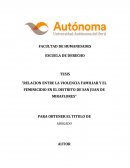 RELACION ENTRE LA VIOLENCIA FAMILIAR Y EL FEMINICIDIO EN EL DISTRITO DE SAN JUAN DE MIRAFLORES