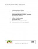 POLITICAS DEL DEPARTAMENTO DE IMPORTACIONES