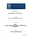 Estado moderno, estado contemporáneo y gobierno