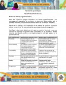 Evidencia: Valores organizacionales.