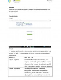 Los conceptos de manejo de conflictos para resolver una situación laboral.. Página 1