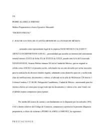 Medios Preparatorios a Juicio Ejecutivo Mercantil. “ESCRITO INICIAL” -  Trabajos - mikatlapas