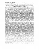 REPORTE DE LECTURA “EL CONCIERTO DE EUROPA: GRAN BRETAÑA, AUSTRIA Y RUSIA.