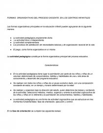 FORMAS ORGANIZATIVAS DEL PROCESO DOCENTE EN LOS CENTROS INFANTILES. Página 1