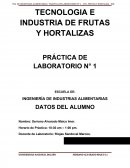 PRÁCTICA DE LABORATORIO TECNOLOGIA E INDUSTRIA DE FRUTAS Y HORTALIZAS