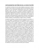 ANTECEDENTES HISTÓRICOS DE LA CAPACITACIÓN.
