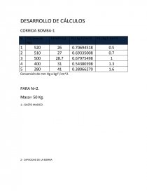 DESARROLLO DE CÁLCULOS CORRIDA BOMBA-1. Página 1