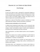 Resumen de: Los Criterios de Salud Mental Ana Quiroga.