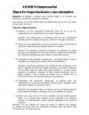 GESTION Empresarial. Tipos De Negociaciones y sus ejemplos