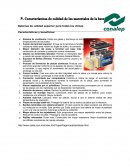 Características de calidad de los materiales de la baterí