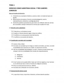 TEMA 1 DERECHO COMO SUBSITEMA SOCIAL Y TRES SABERES JURIDICOS. Página 1
