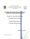 TALLER DE ANÁLISIS DEL TRABAJO DOCENTE Y DISEÑO DE LA PROPUESTA DIDÁCTICA I
