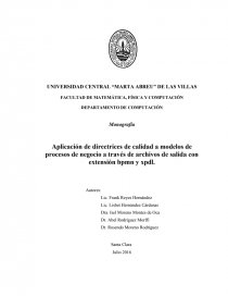 Aplicación de directrices de calidad a modelos de procesos de negocio a través de archivos de salida con extensión bpmn y xpdl.. Página 1