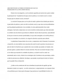 ARGUMENTOS DE AUTORES EXTERNOS QUE HAYAN TRABAJADO EN LA INCLUSION SOCIAL. Página 1