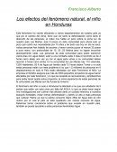 Los efectos del fenómeno natural, el niño en Honduras