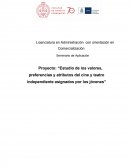 Estudio de los valores, preferencias y atributos del cine y teatro independiente asignados por los jóvenes